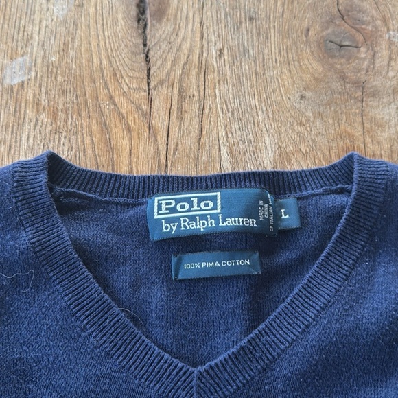 POLO RALPH LAUREN PIMA COTTON V NECK - Picture 2 of 5